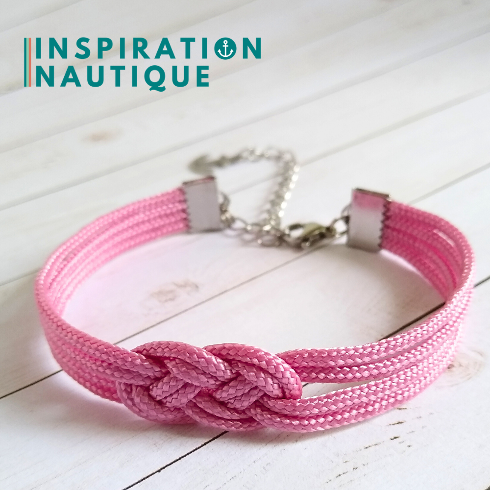 Bracelet marin avec mini noeud de carrick double, Lavande rose, Medium