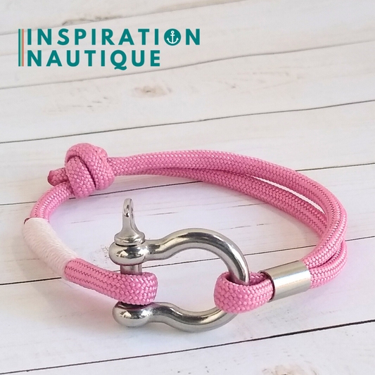Bracelet marin avec manille en paracorde 550 et acier inoxydable, ajustable, Lavande rose