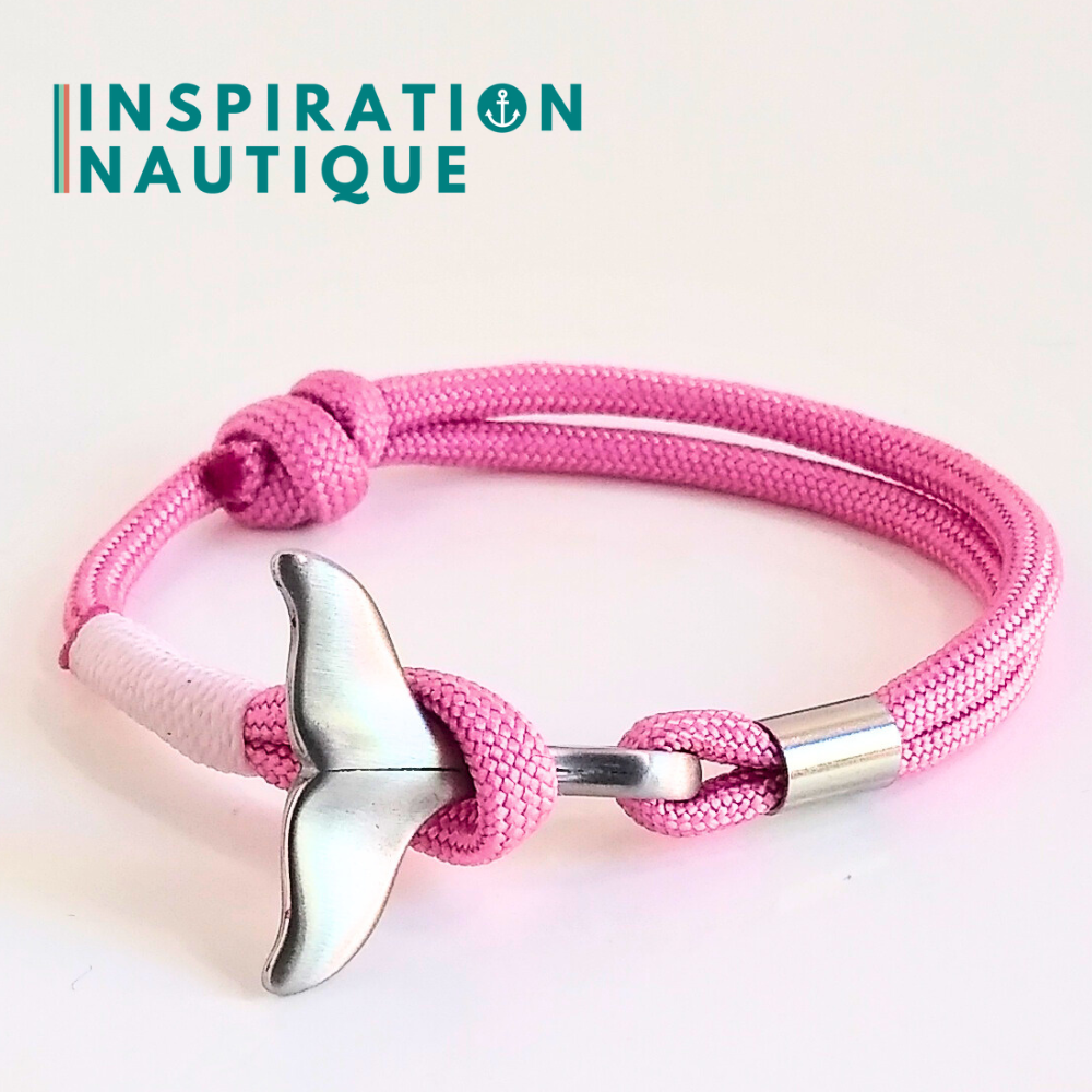 Bracelet marin avec queue de baleine en paracorde 550 et acier inoxydable, ajustable,  Rose lavande