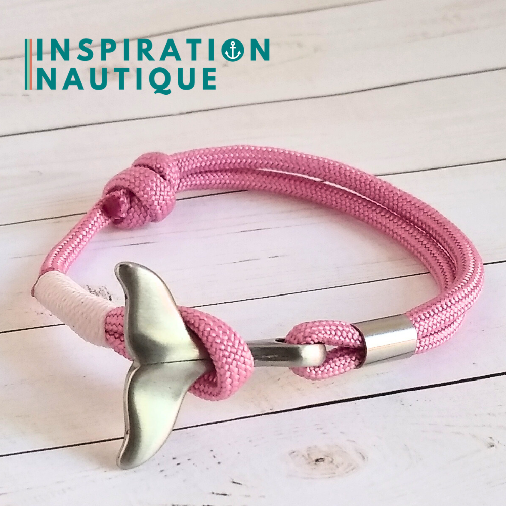 Bracelet marin avec queue de baleine en paracorde 550 et acier inoxydable, ajustable,  Rose lavande