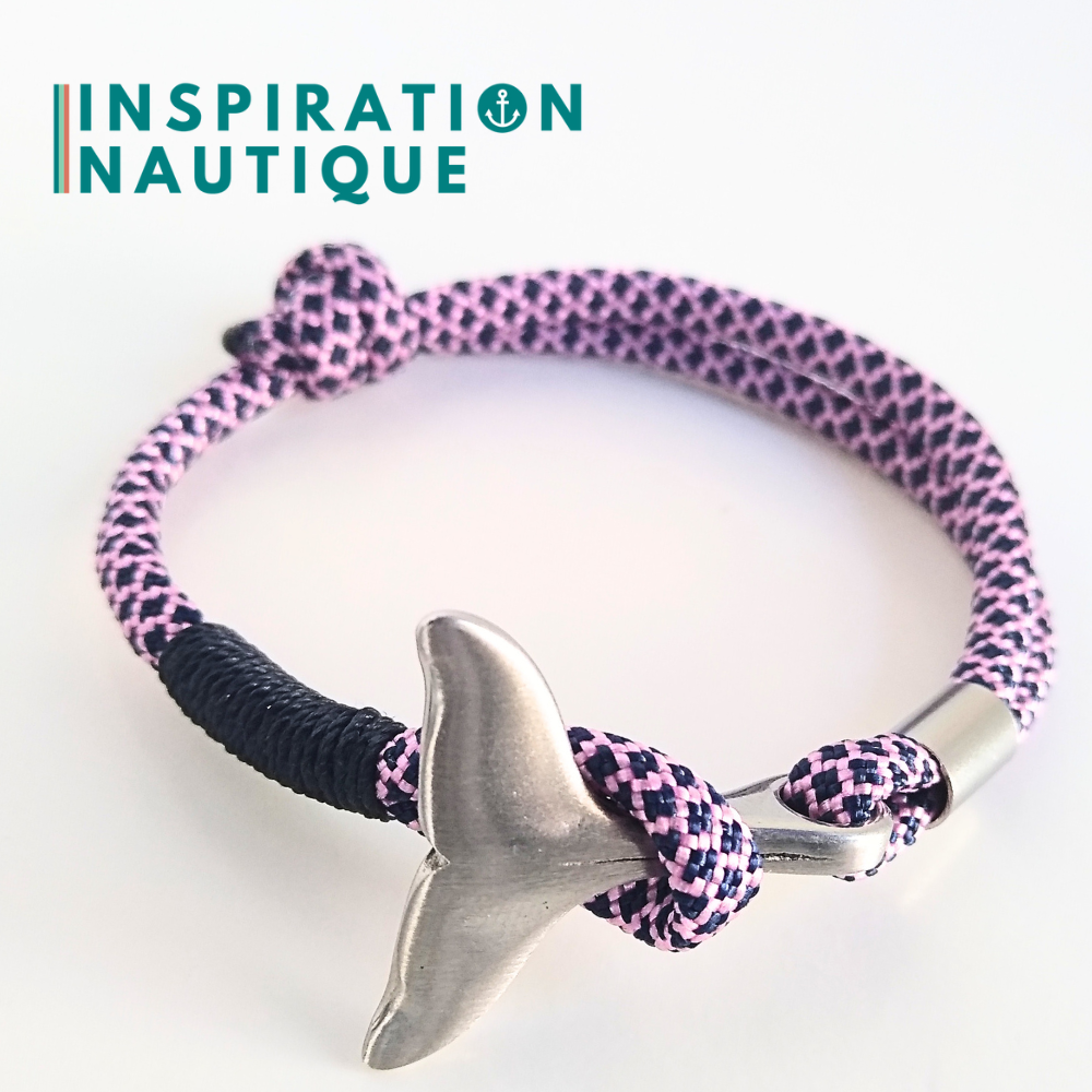 Bracelet marin avec queue de baleine en paracorde 550 et acier inoxydable, ajustable