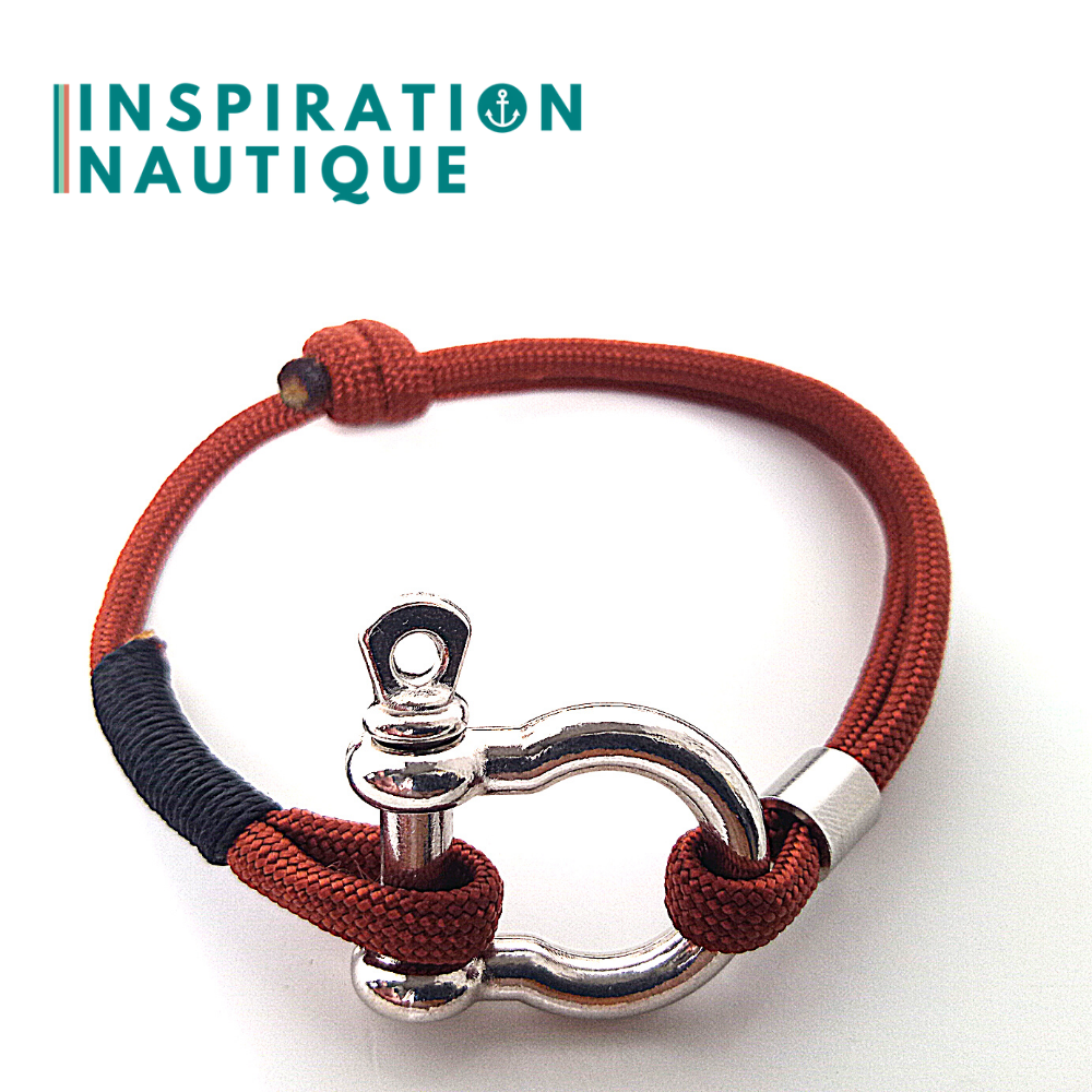 Bracelet marin avec manille en paracorde 550 et acier inoxydable, ajustable, Rouille