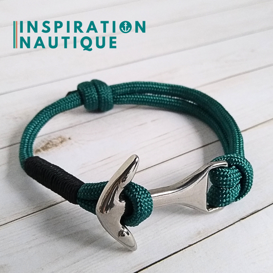 Bracelet marin avec ancre moyenne en paracorde 550 et acier inoxydable, ajustable, Sarcelle