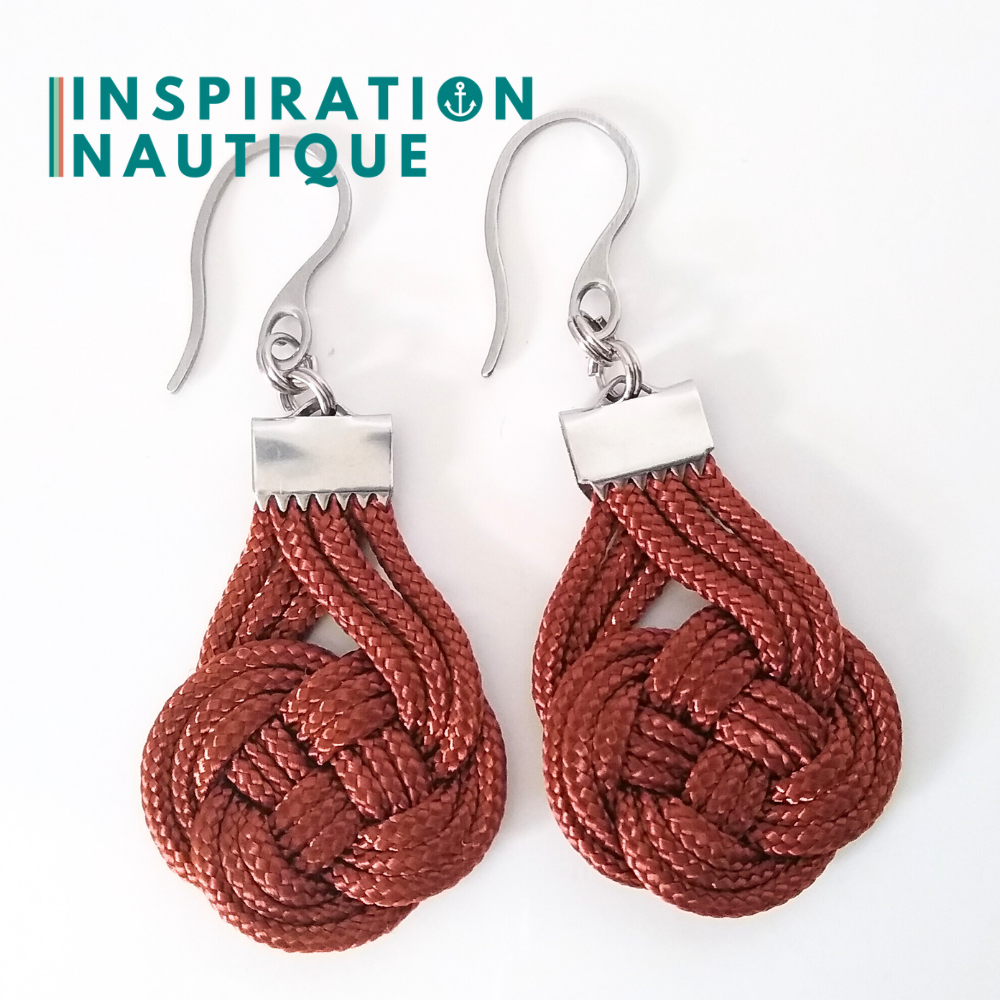 Boucles d'oreilles Double Coin Knot, Rouille