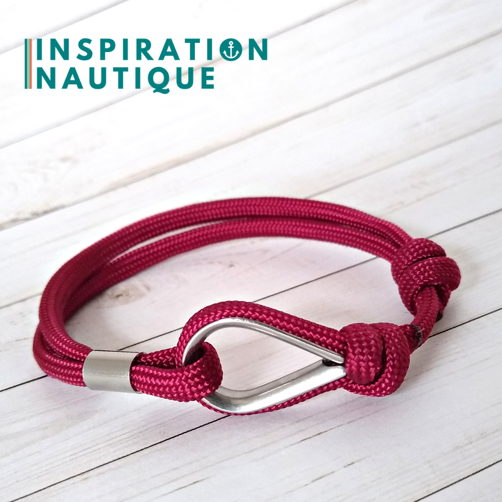 Bracelet marin avec cosse et noeud de pêcheur, Bourgogne, Medium