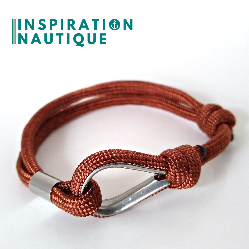 Bracelet marin avec cosse et noeud de pêcheur, Rouille