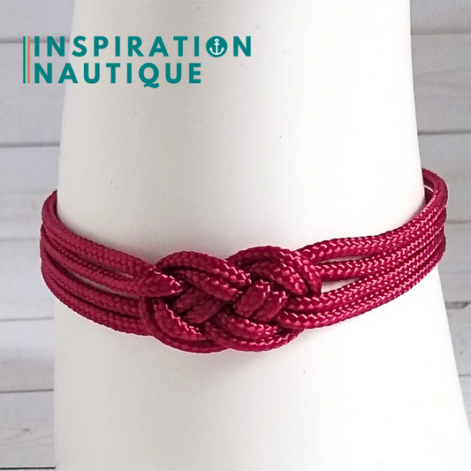 Bracelet marin avec mini noeud de carrick double, en petite paracorde et acier inoxydable, Bourgogne