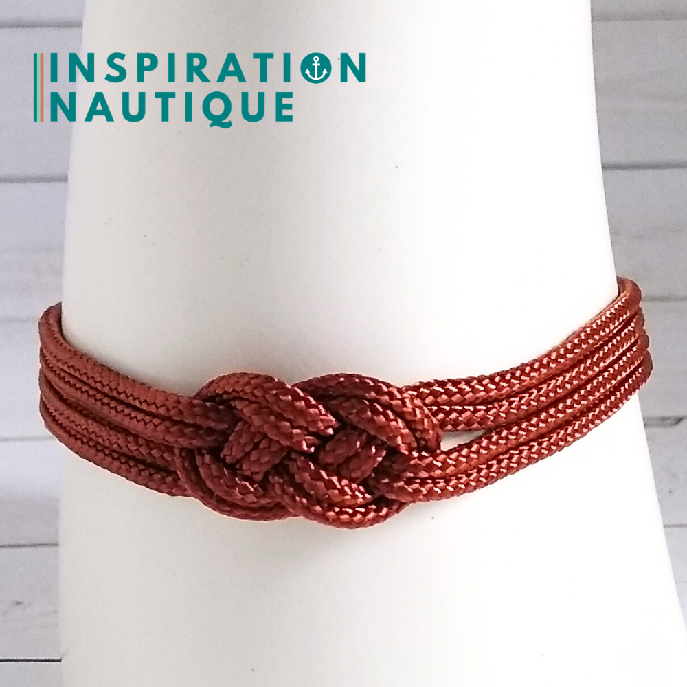 Bracelet marin avec mini noeud de carrick double, en petite paracorde et acier inoxydable, Rouille, Medium