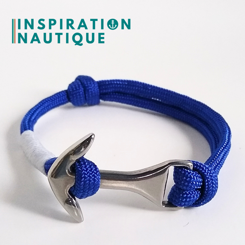 Bracelet ancre moyenne ajustable, Bleu