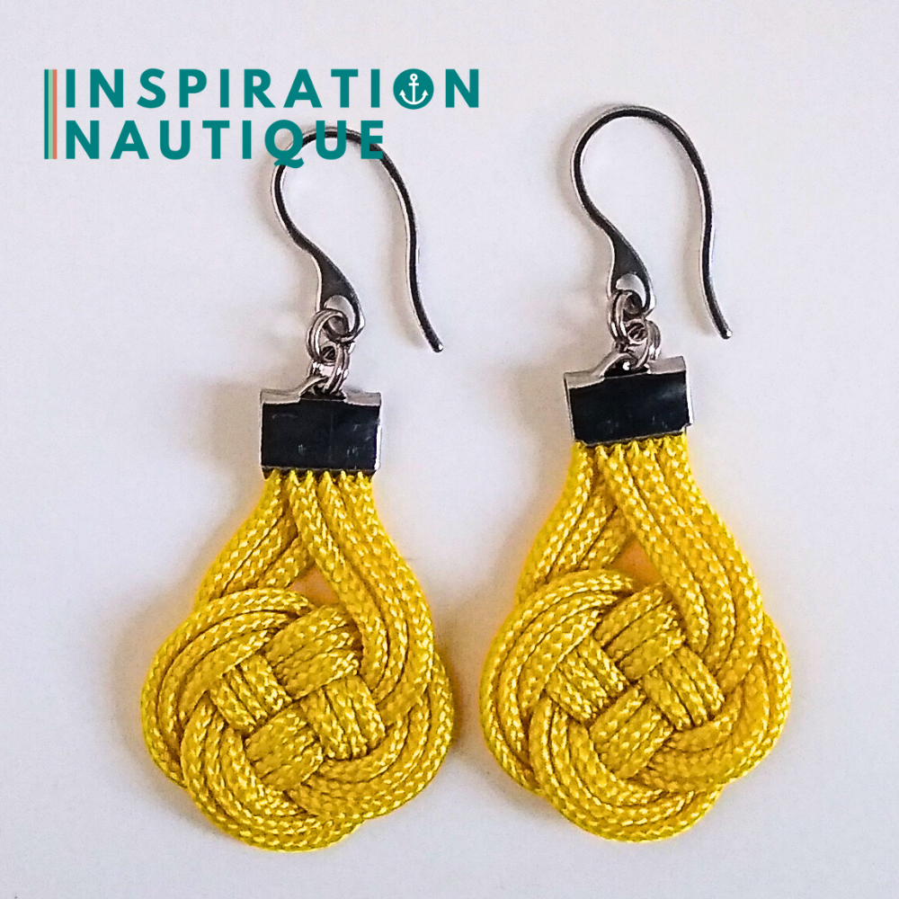 Boucles d'oreilles Double Coin Knot, Jaunes