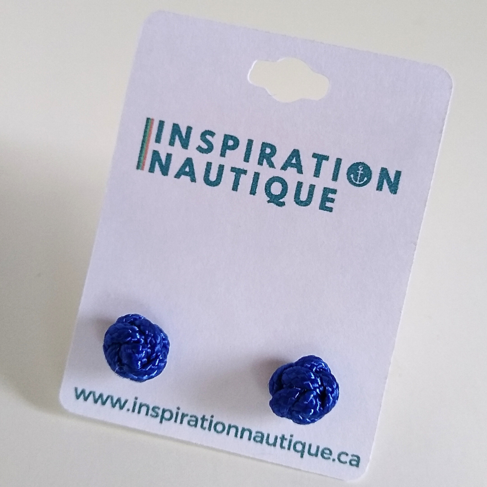 Boucles d'oreilles Noeud de sifflet de bosco, Bleues