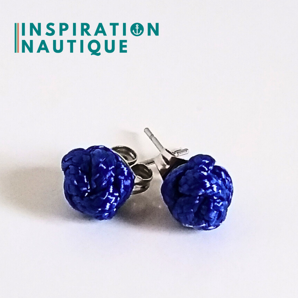 Boucles d'oreilles Noeud de sifflet de bosco, Bleues