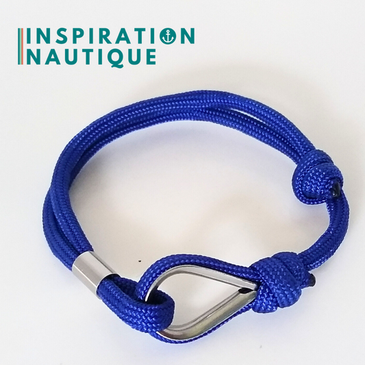 Bracelet marin avec cosse et noeud de pêcheur, Bleu, Medium