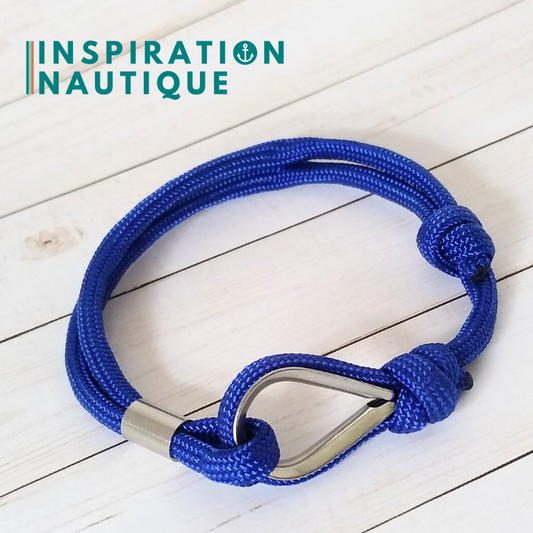 Bracelet marin avec cosse et noeud de pêcheur, Bleu