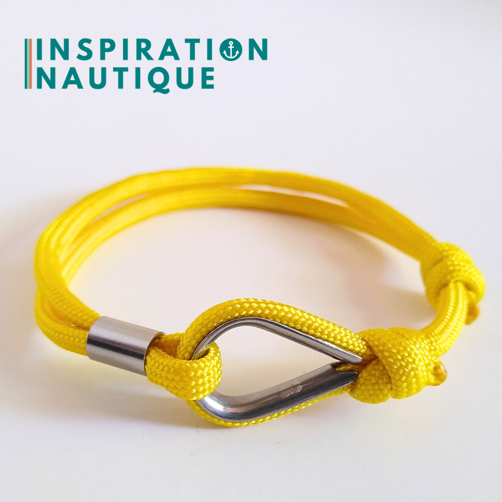 Bracelet marin avec cosse et noeud de pêcheur, Jaune