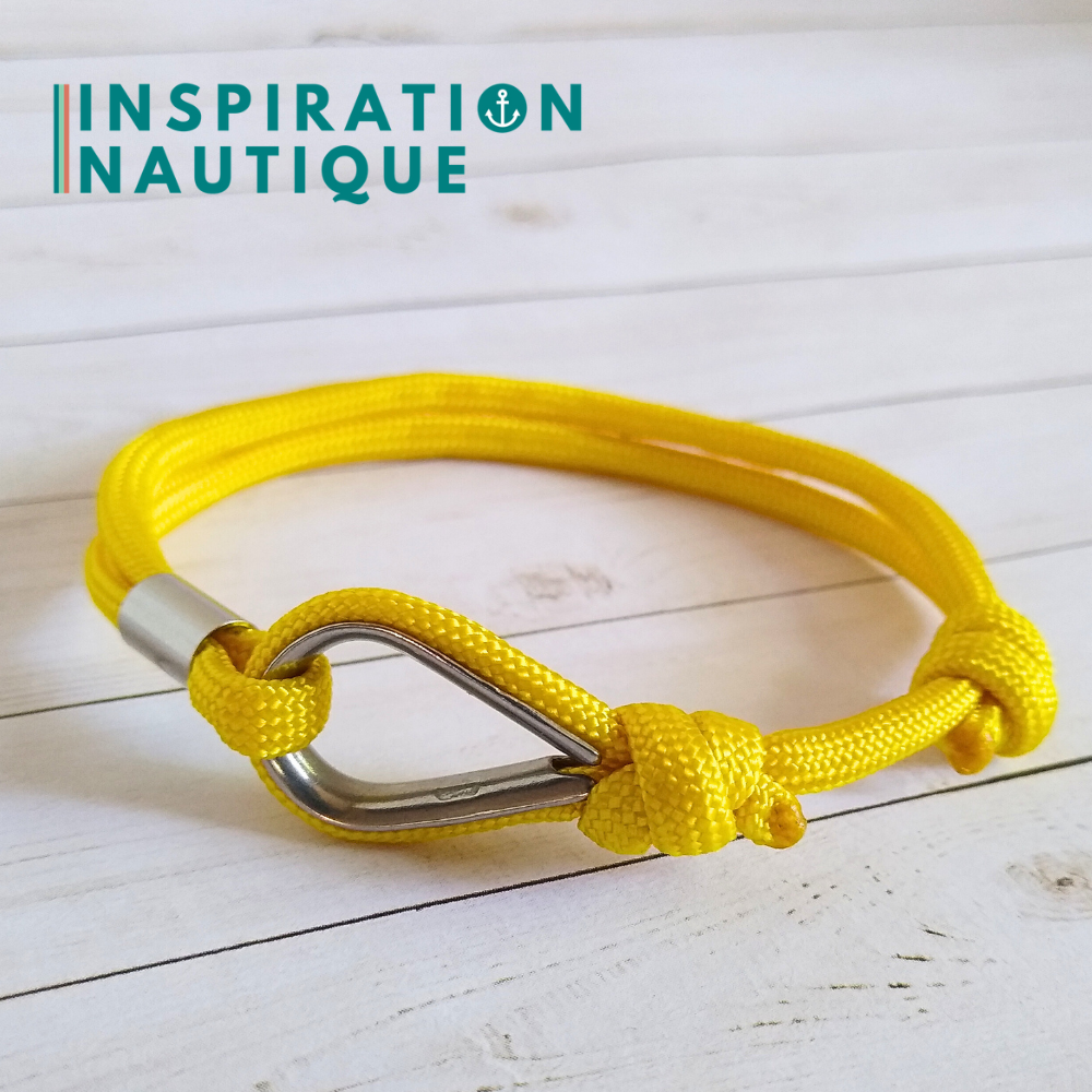 Bracelet marin avec cosse et noeud de pêcheur, Jaune