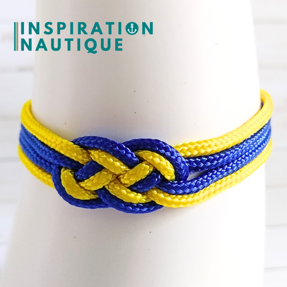 Bracelet marin avec mini noeud de carrick double, Jaune et bleu