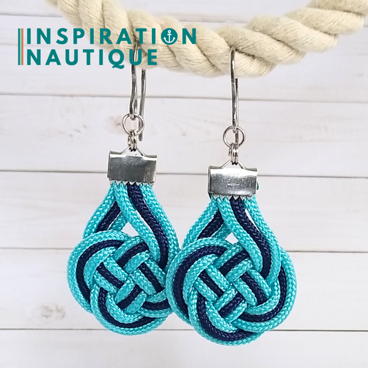 Boucles d'oreilles Double Coin Knot, Turquoise et marine