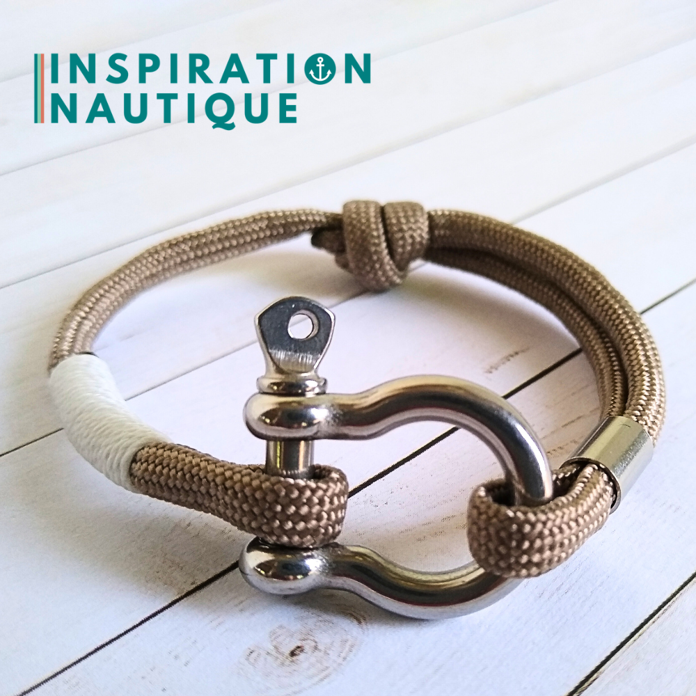 Bracelet marin avec manille en paracorde 550 et acier inoxydable, ajustable, Sable