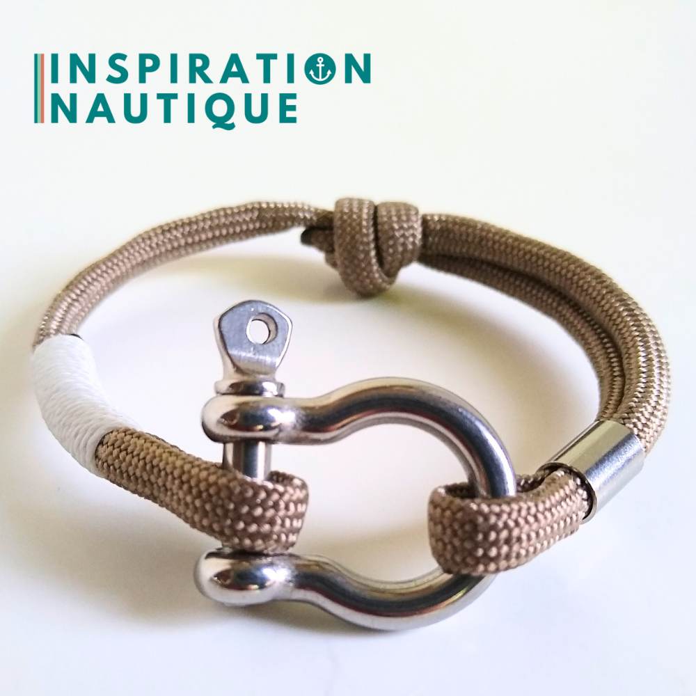 Bracelet marin avec manille en paracorde 550 et acier inoxydable, ajustable, Sable