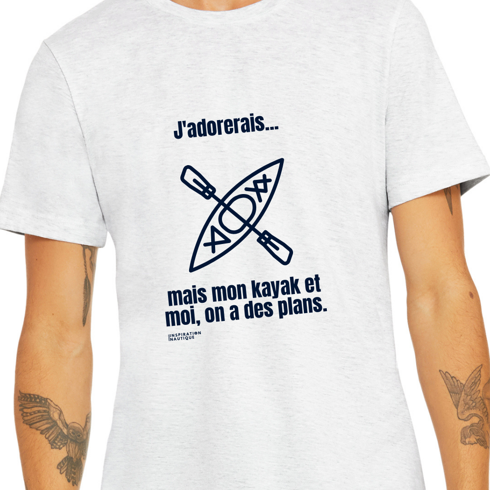 T-shirt unisexe col rond - J'adorerais... mais mon kayak et moi, on a des plans - Visuel marine