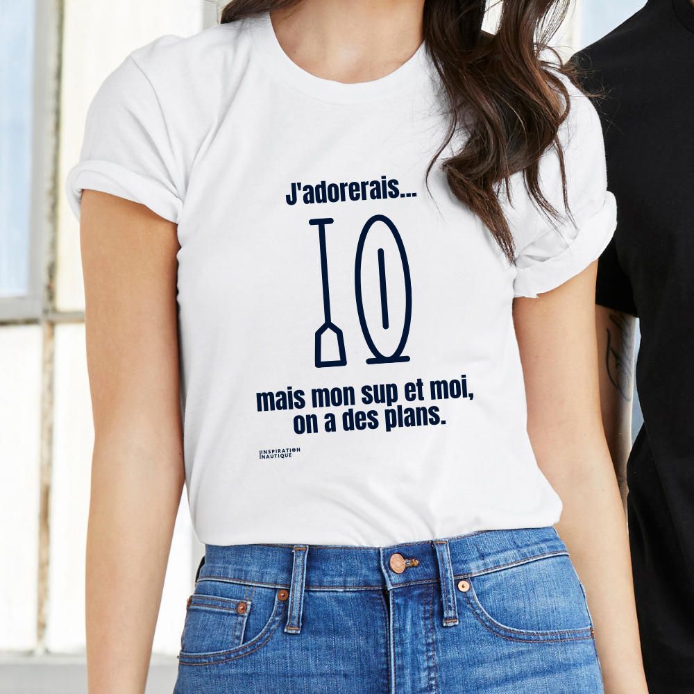 T-shirt unisexe col rond - J'adorerais... mais mon SUP et moi, on a des plans - Visuel marine