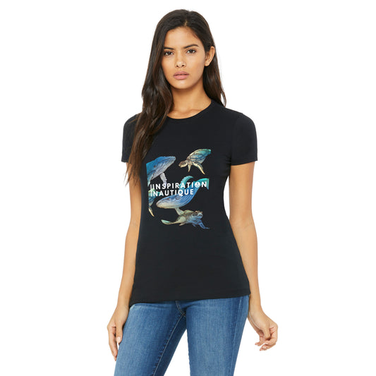T-shirt femme - Baleines et tortues