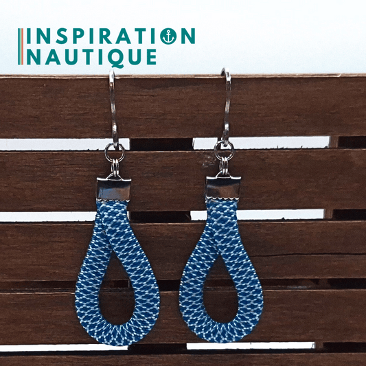 Boucles d'oreilles Goutte, Bleu Caraïbes et blanc diamants