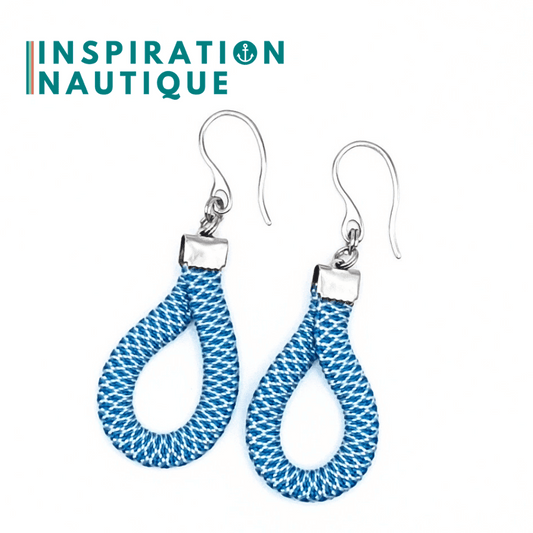 Boucles d'oreilles Goutte, Bleu Caraïbes et blanc diamants