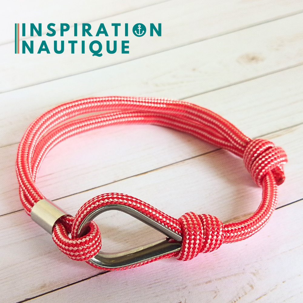 Pod bracelet, Red and white lined, Medium | Ready to go