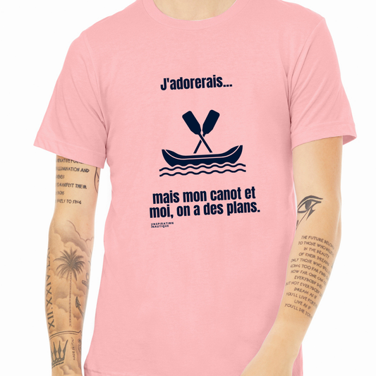 T-shirt unisexe col rond - J'adorerais... mais mon canot et moi, on a des plans - Visuel marine