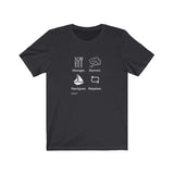 T-shirt unisexe : Manger, dormir, naviguer, répéter (voilier) - Visuel blanc