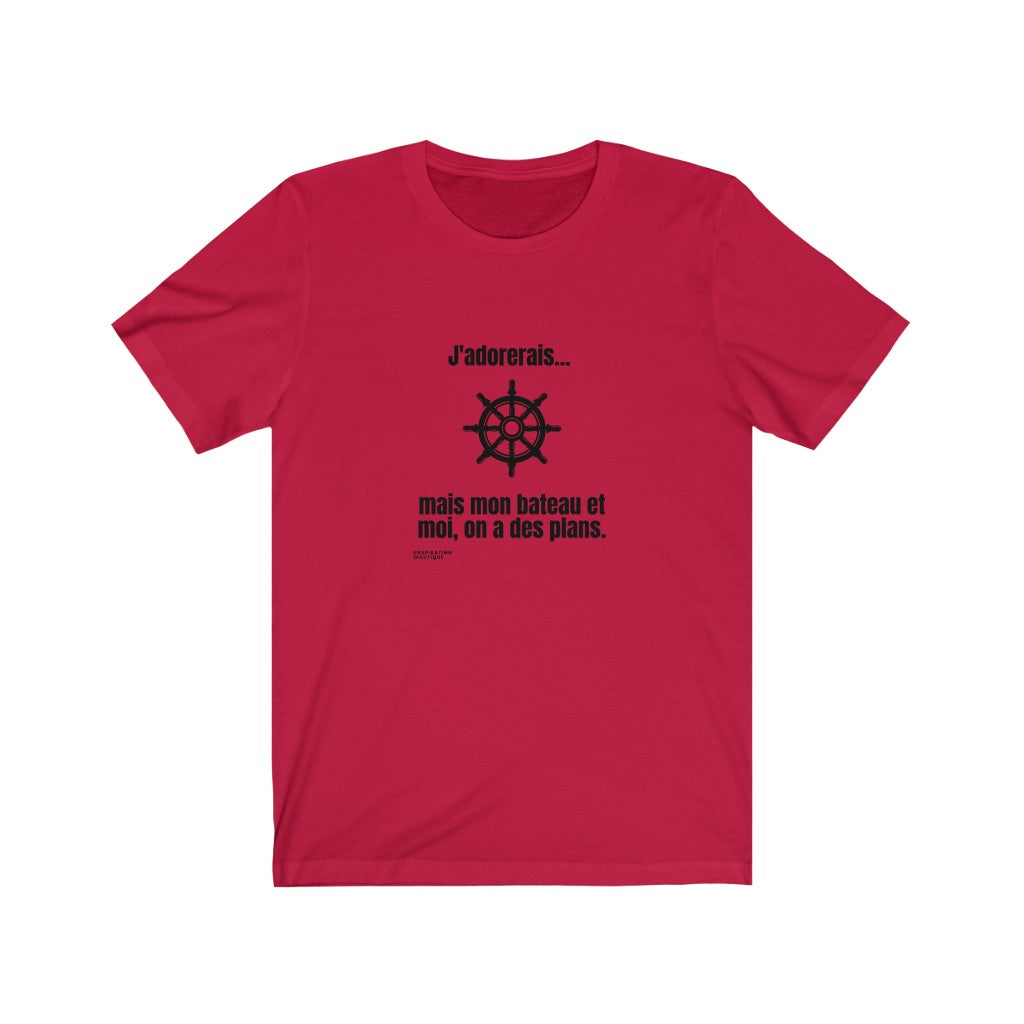 Unisex t-shirt: I would love to... but my boat and I have plans (wheel) - Black visual