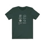 T-shirt unisexe : Manger, dormir, naviguer, répéter (roue) - Visuel blanc