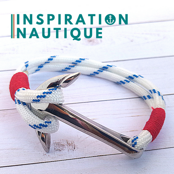 Bracelet marin avec ancre pour homme ou femme en paracorde 550 et acier inoxydable fait au Québec