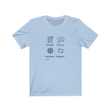 T-shirt unisexe : Manger, dormir, naviguer, répéter (roue) - Visuel marine