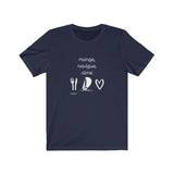 T-shirt unisexe : Mange, navigue, aime (voilier) - Visuel blanc