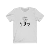 T-shirt unisexe : Mange, navigue, aime (voilier) - Visuel noir