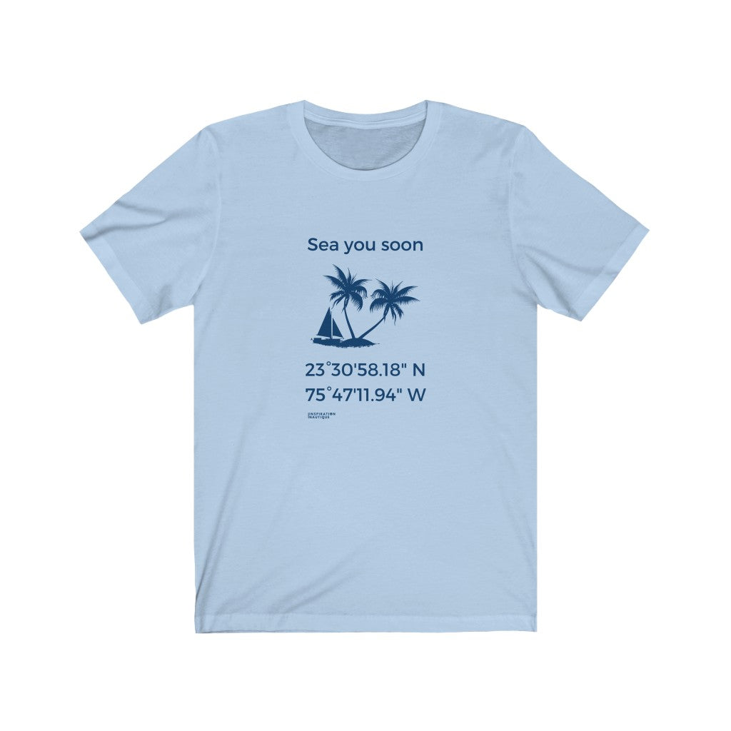 Unisex t-shirt: Sea you soon (sailboat and island) - Marine visual