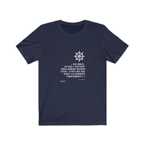 T-shirt unisexe : C'est qui qui avait la priorité finalement? (roue) - Visuel blanc