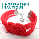 Bracelet marin avec noeud de carrick double unisexe, en paracorde 550 et acier inoxydable, Rouge