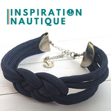 Bracelet marin avec noeud de carrick double unisexe, en paracorde 550 et acier inoxydable, Marine