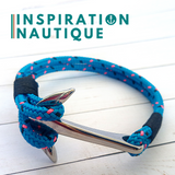 Bracelet marin avec ancre pour homme ou femme en cordage de bateau et acier inoxydable fait au Québec