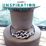 Collier marin avec noeud de carrick en cordage de bateau vintage, paracorde et acier inoxydable, Naturel et marine