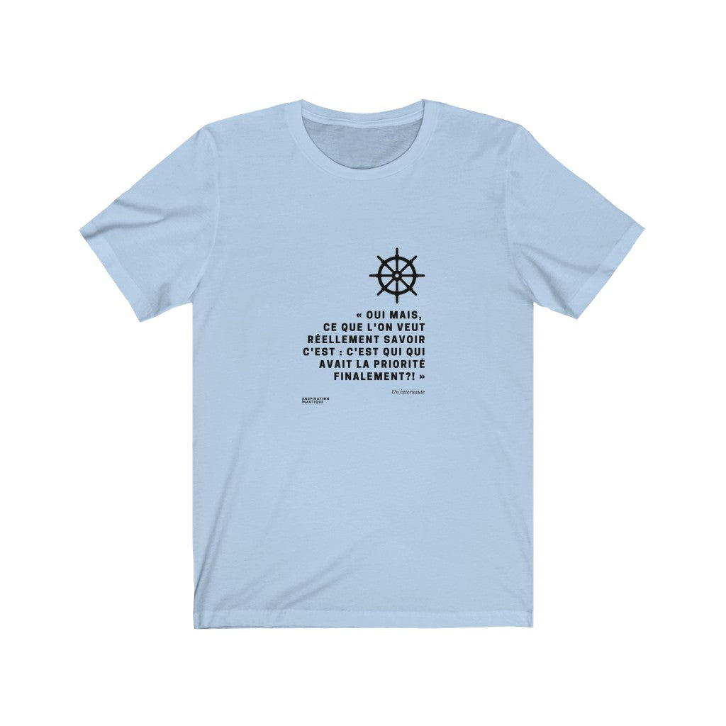 Unisex t-shirt: Who had priority in the end? (wheel) - Black visual
