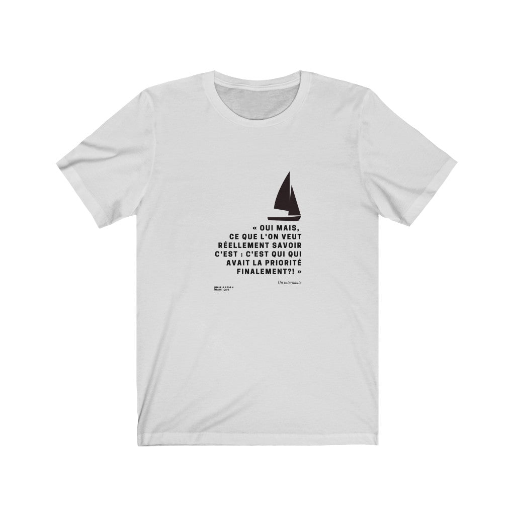 Unisex t-shirt: Who had priority in the end? (sailing boat) - Black visual