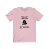 T-shirt unisexe : Ne sous-estimez jamais un capitaine qui veut se rendre aux Bahamas - Visuel noir (voilier)