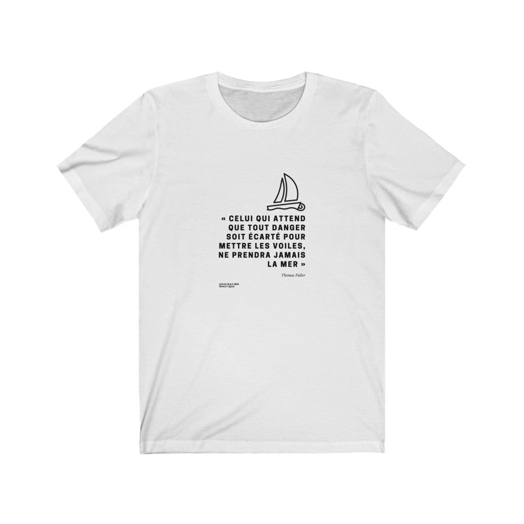 Unisex t-shirt: The one who waits until all danger is over... - Black visual