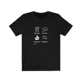 T-shirt unisexe : Manger, dormir, naviguer, répéter (voilier) - Visuel blanc