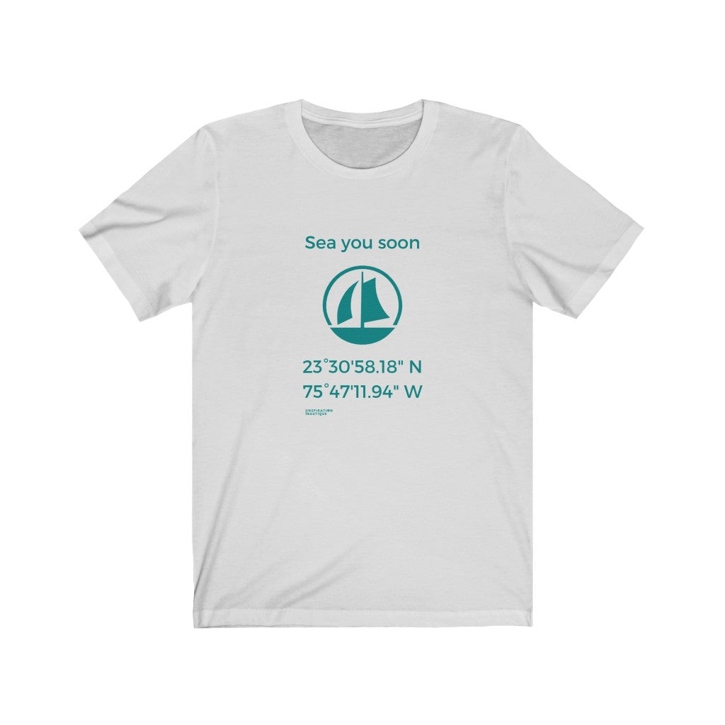 Unisex t-shirt: Sea you soon (sailing boat) - Teal visual